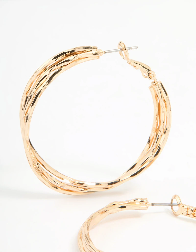 Gold Wrapped Hoop Earrings