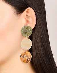 Gold Neutral Circle Drop Earrings