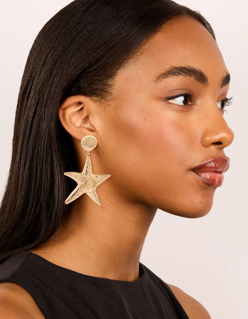 Boucles d’oreilles en forme d’étoile de mer en or et en coquillage