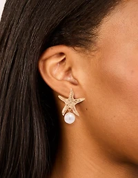 Boucles d’oreilles en étoile de mer en perle d’or
