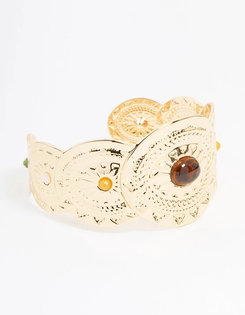 Gold Molten Circle Wrist Cuff
