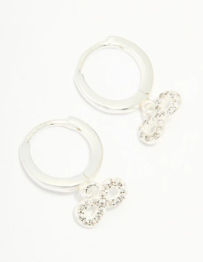 Sterling Silver Cubic Zirconia Infinity Huggie Earrings