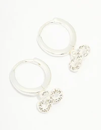 Sterling Silver Cubic Zirconia Infinity Huggie Earrings
