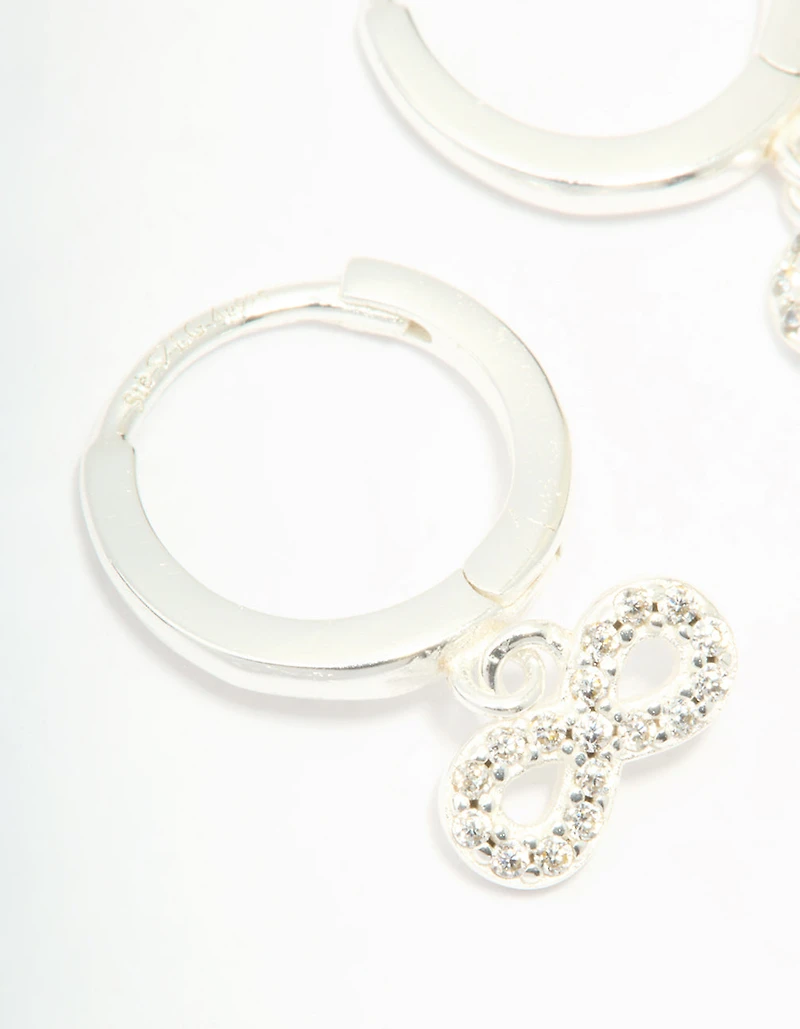 Sterling Silver Cubic Zirconia Infinity Huggie Earrings