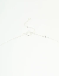 Sterling Silver Bow & Heart Drop Necklace