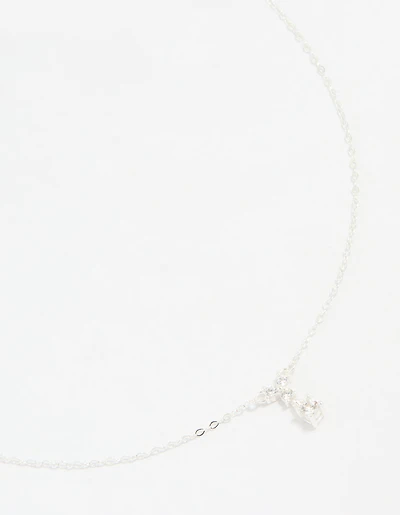 Sterling Silver Cubic Zirconia Drop Necklace