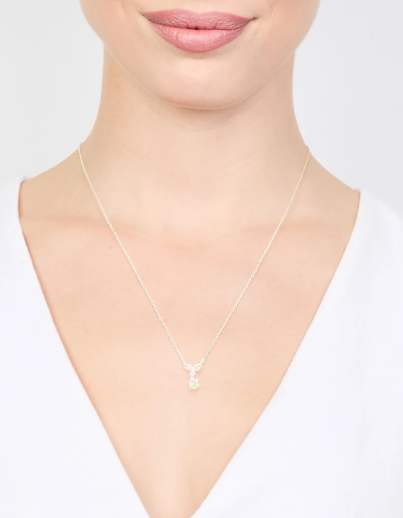 Sterling Silver Cubic Zirconia Drop Necklace