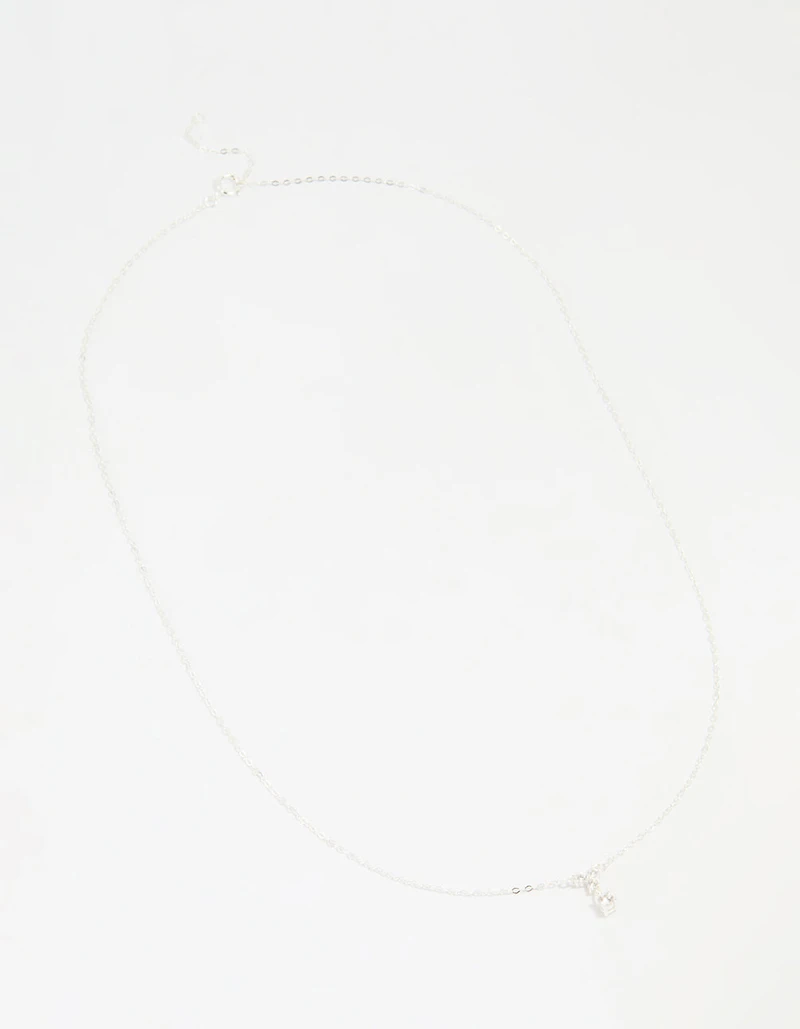 Sterling Silver Cubic Zirconia Drop Necklace