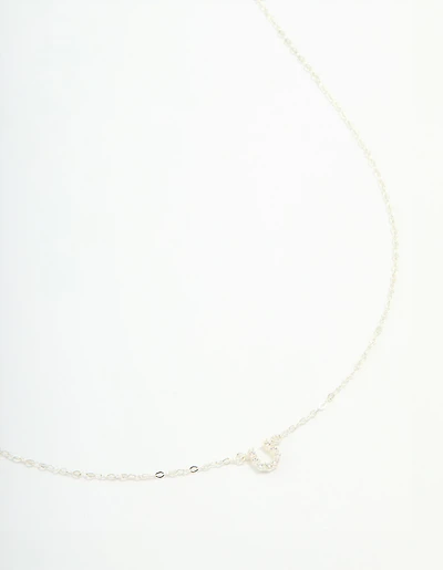 Sterling Silver Cubic Zirconia Horseshoe Necklace