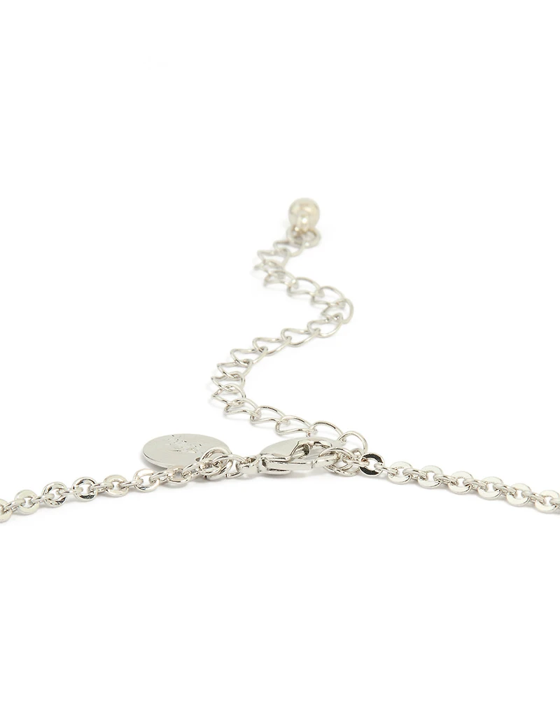Silver Pearl Cubic Zirconia Y-Necklace