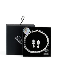 Silver Cubic Zirconia Tennis Bracelet & Teardrop Earrings Set