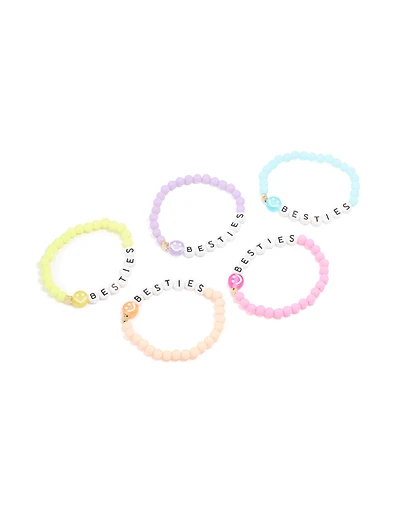 Kids Beaded Smiley Besties Bracelets 5-Pack