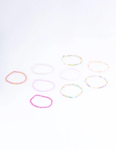 Kids Pastel & Vibrant Beaded Stretch Bracelets 9-Pack