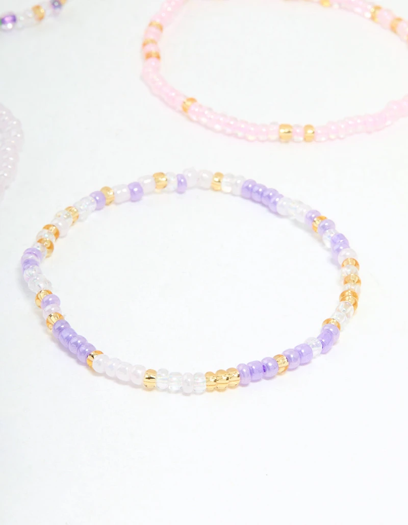 Kids Pastel & Vibrant Beaded Stretch Bracelets 9-Pack