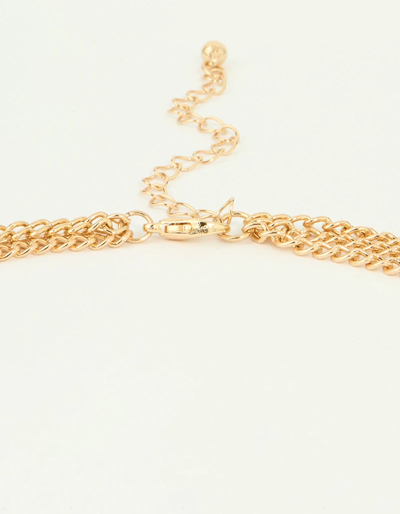 Gold Pearl Diamante Drop Statement Necklace