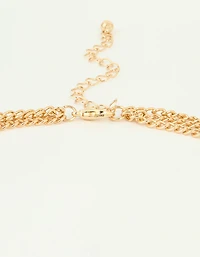 Gold Pearl Diamante Drop Statement Necklace