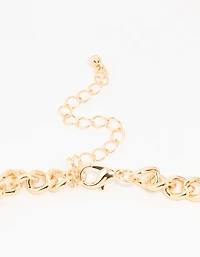 Gold Pearl Chain Layered Statement Necklace