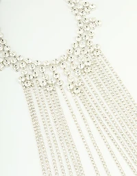 Silver Diamante Fringe Large Necklace