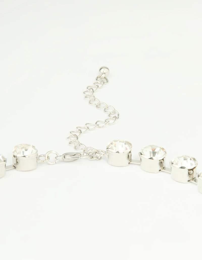 Silver Diamante Fringe Large Necklace