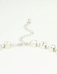 Silver Diamante Fringe Large Necklace