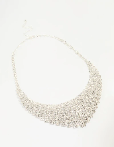 Silver Diamante Collar Statement Necklace