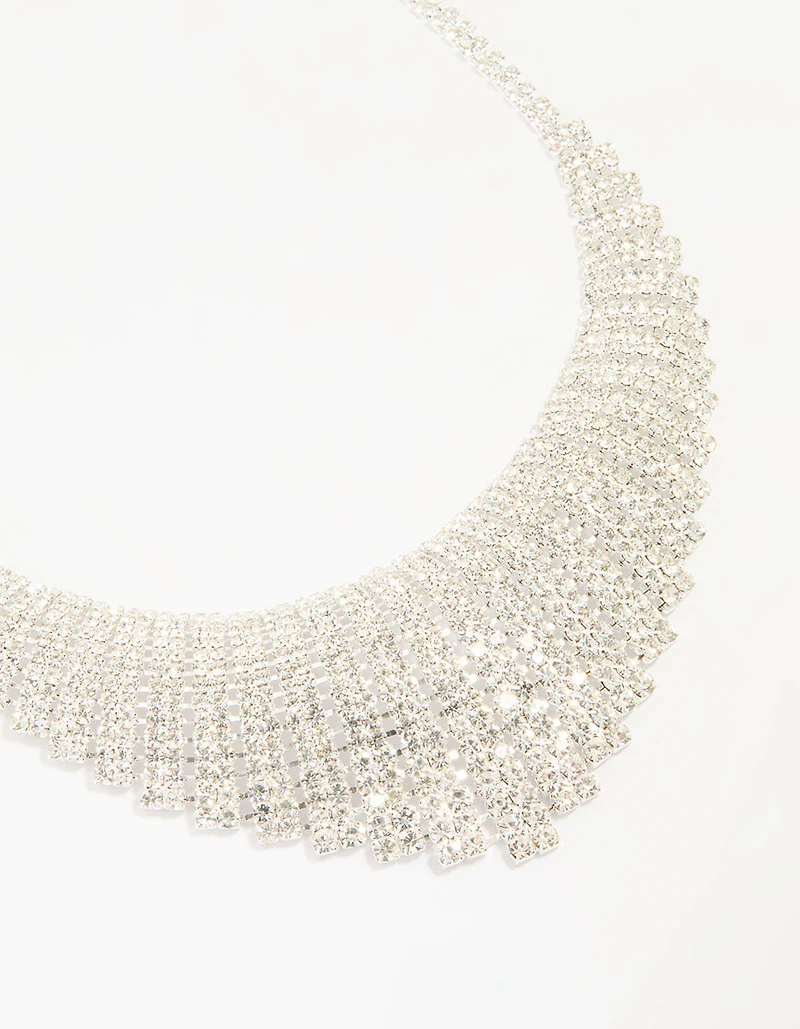 Silver Diamante Collar Statement Necklace
