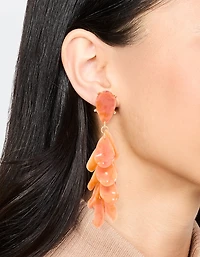 Orange Acrylic Petal Cluster Drop Earrings