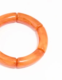 Orange Acrylic Bamboo Stretch Bracelets 3-Pack