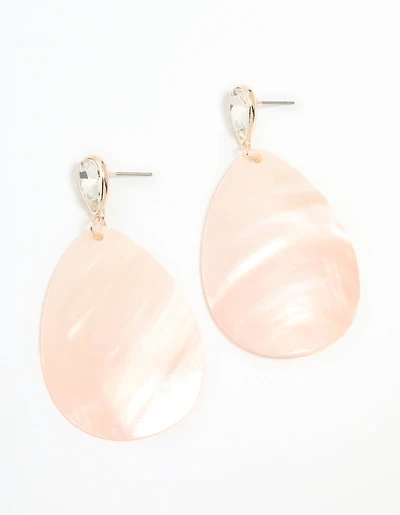Rose Gold Genuine Shell Petal Drop Earrings