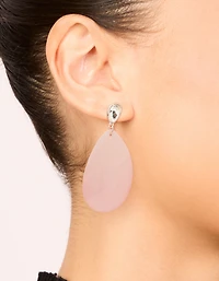 Boucles d’oreilles tombantes en pétales véritables en coquillage en or rose