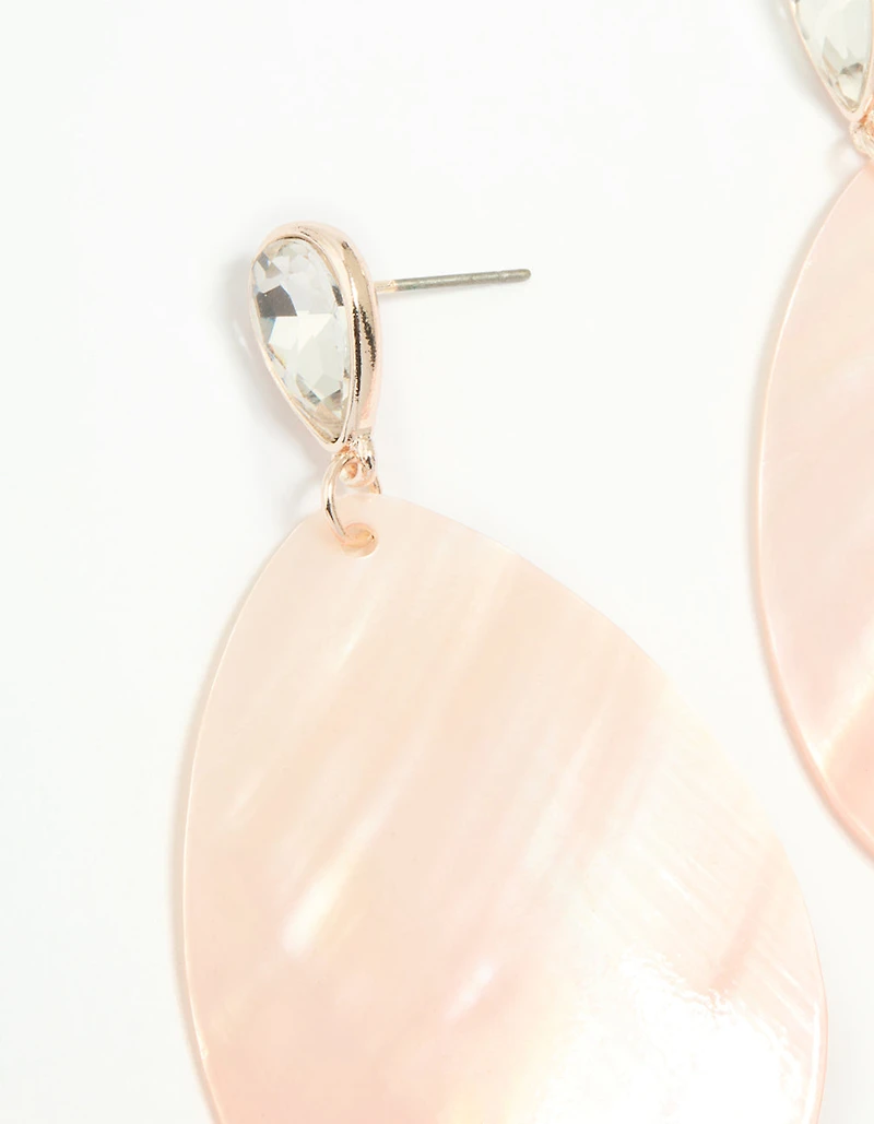 Rose Gold Genuine Shell Petal Drop Earrings