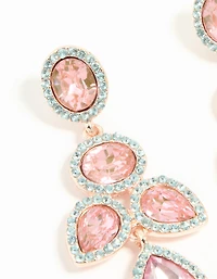 Rose Gold Pink Diamante Opulent Drop Earrings