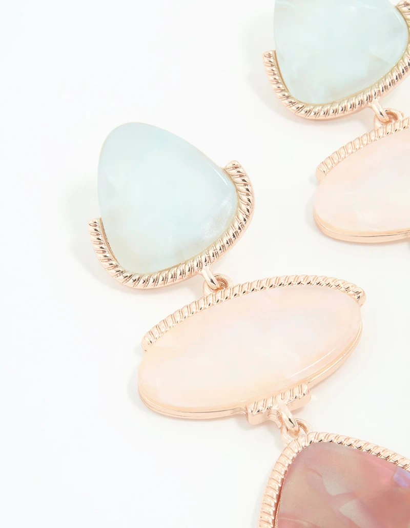 Rose Gold Multicoloured Stone Drop Earrings