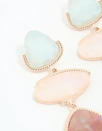 Rose Gold Multicoloured Stone Drop Earrings