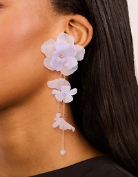 Boucles d’oreilles en pétale de fleurs éthérées lilas dorées