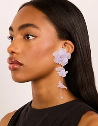 Boucles d’oreilles en pétale de fleurs éthérées lilas dorées