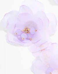 Gold Lilac Ethereal Flower Petal Drop Earrings
