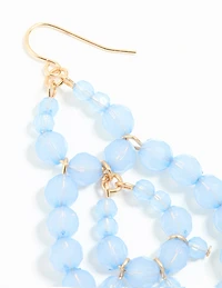 Rose Gold Blue Beaded Drop Earrings