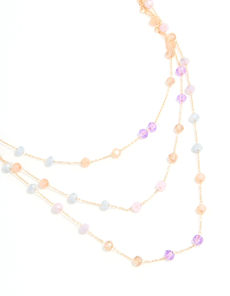 Rose Gold Beaded Dainty Layered Necklace