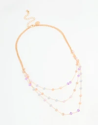 Rose Gold Beaded Dainty Layered Necklace