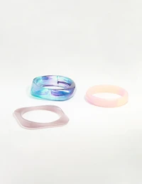 Purple Blue & Pink Acrylic Mermaid Bangles 3-Pack