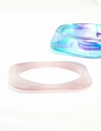 Purple Blue & Pink Acrylic Mermaid Bangles 3-Pack