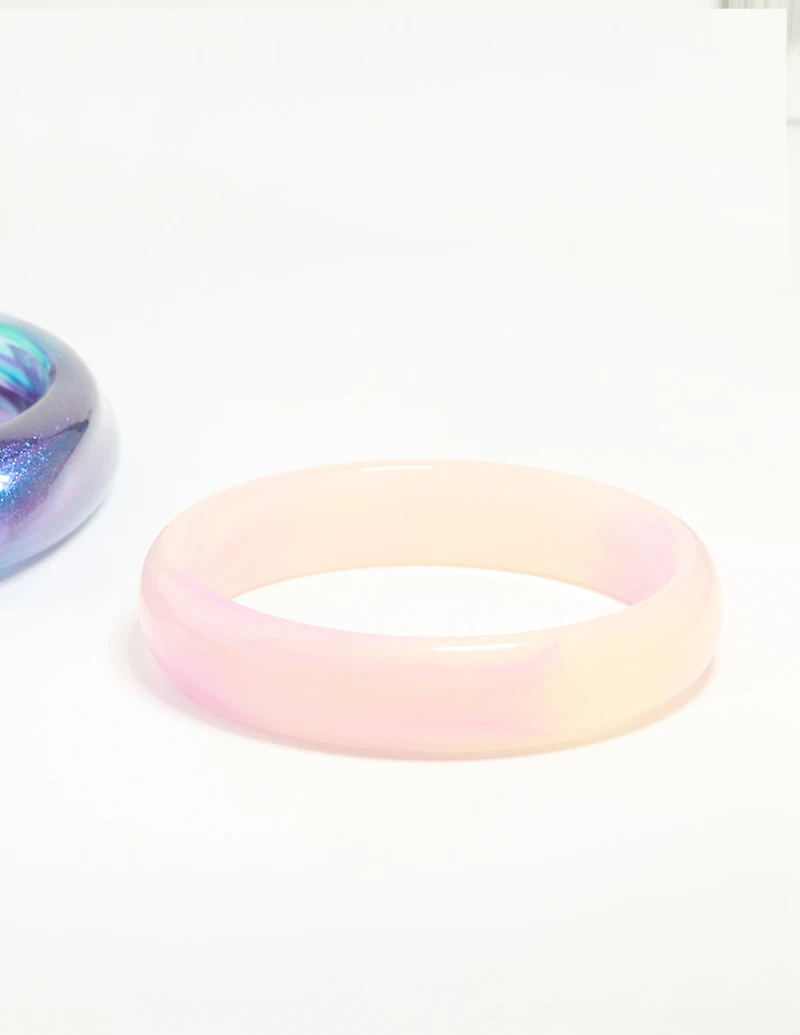 Purple Blue & Pink Acrylic Mermaid Bangles 3-Pack