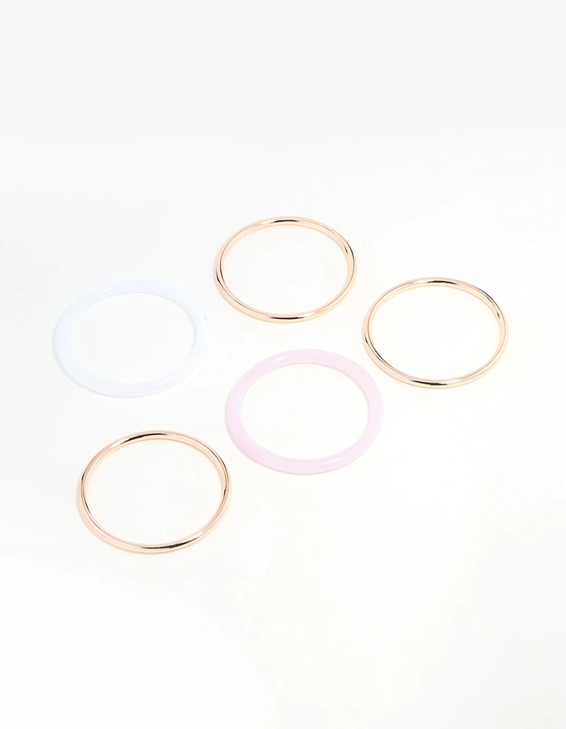 Rose Gold Pink & Cream Tortoiseshell Bangles 5-Pack