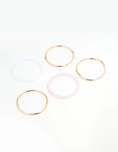 Rose Gold Pink & Cream Tortoiseshell Bangles 5-Pack