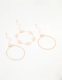 Rose Gold Flower & Chain Bracelets 3-Pack