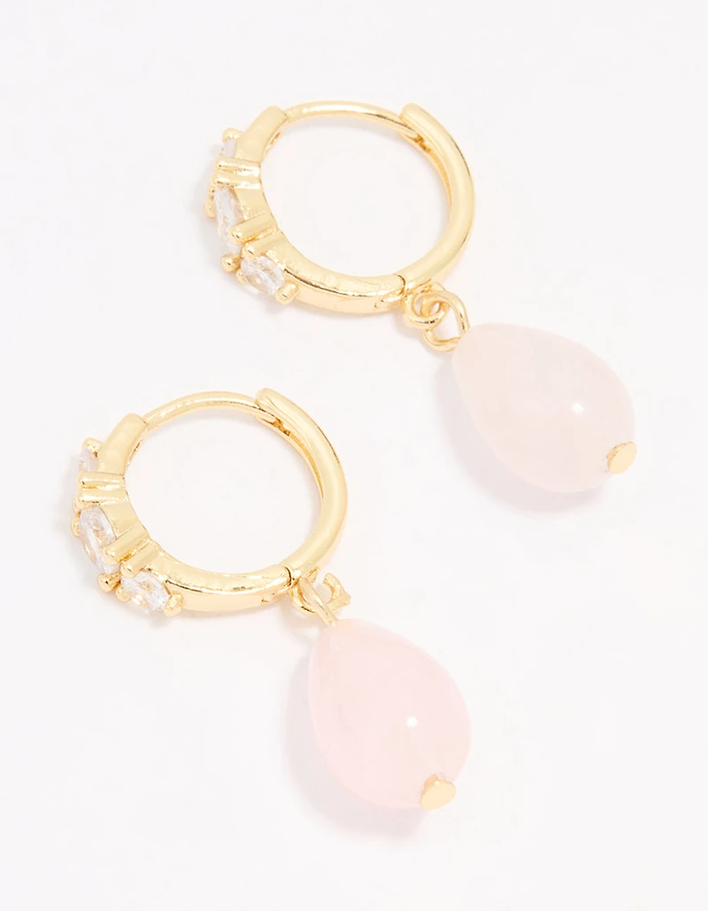 Boucles d’oreilles semi-précieuses en zircone cubique plaquées or