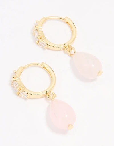 Boucles d’oreilles semi-précieuses en zircone cubique plaquées or