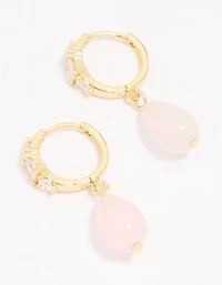Boucles d’oreilles semi-précieuses en zircone cubique plaquées or
