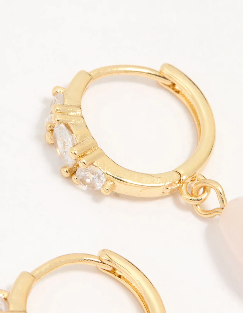 Boucles d’oreilles semi-précieuses en zircone cubique plaquées or